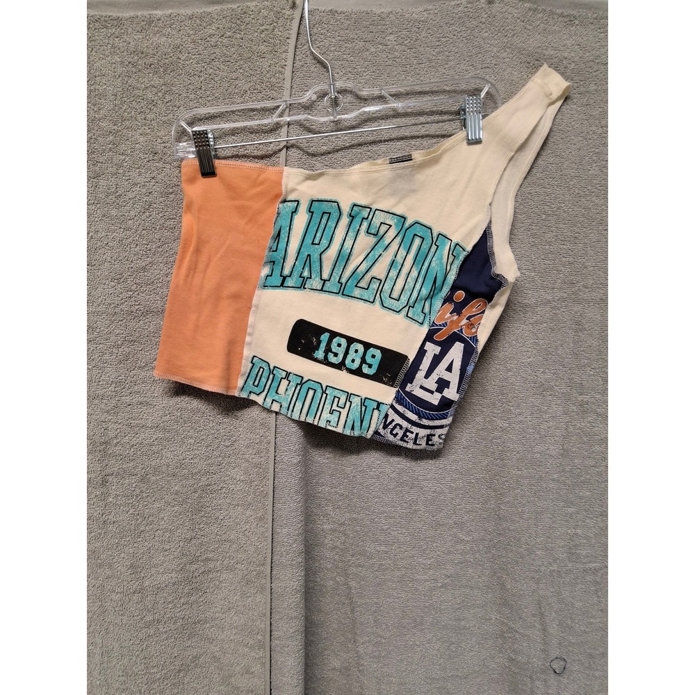 Urban Outfitters One Shoulder Patchwork Graphic Crop Top Arizona LA Phoenix M